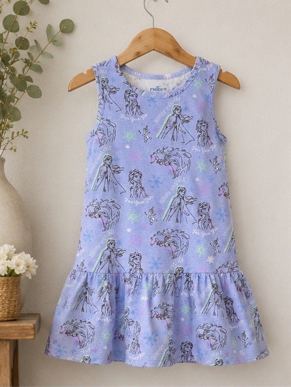 Disney Frozen Movie girls dress Blue Dress sleeveless Youth Cute 6X